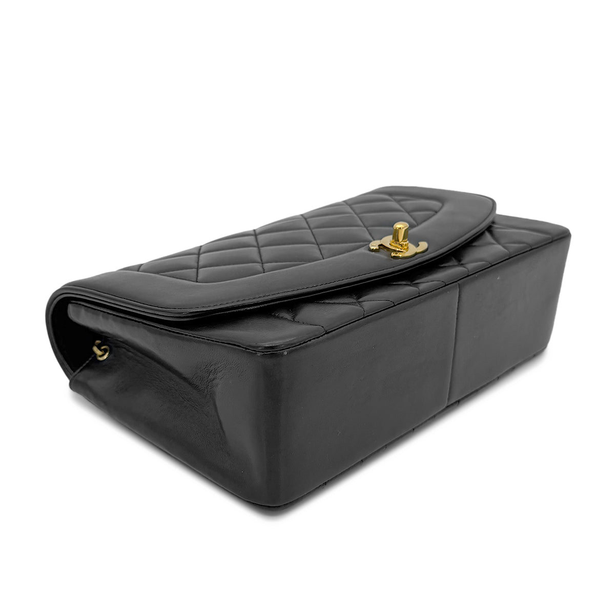 CHANEL VINTAGE DIANA MEDIUM CHAIN SHOULDER BAG BLACK LAMB SKIN 90266718