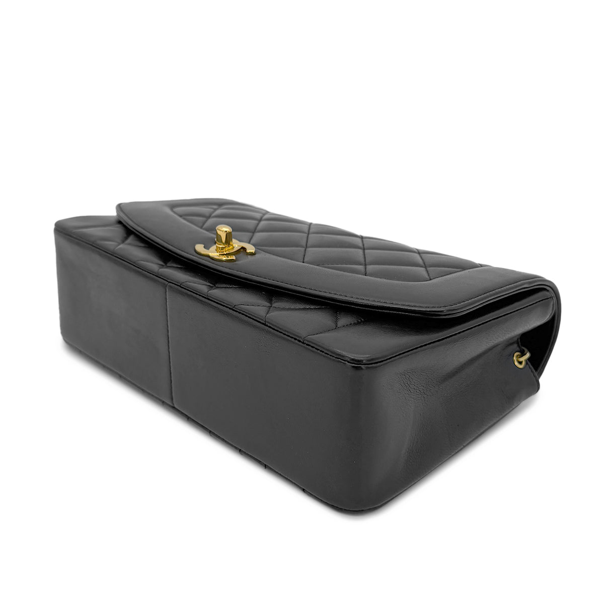 CHANEL VINTAGE DIANA MEDIUM CHAIN SHOULDER BAG BLACK LAMB SKIN 90266718