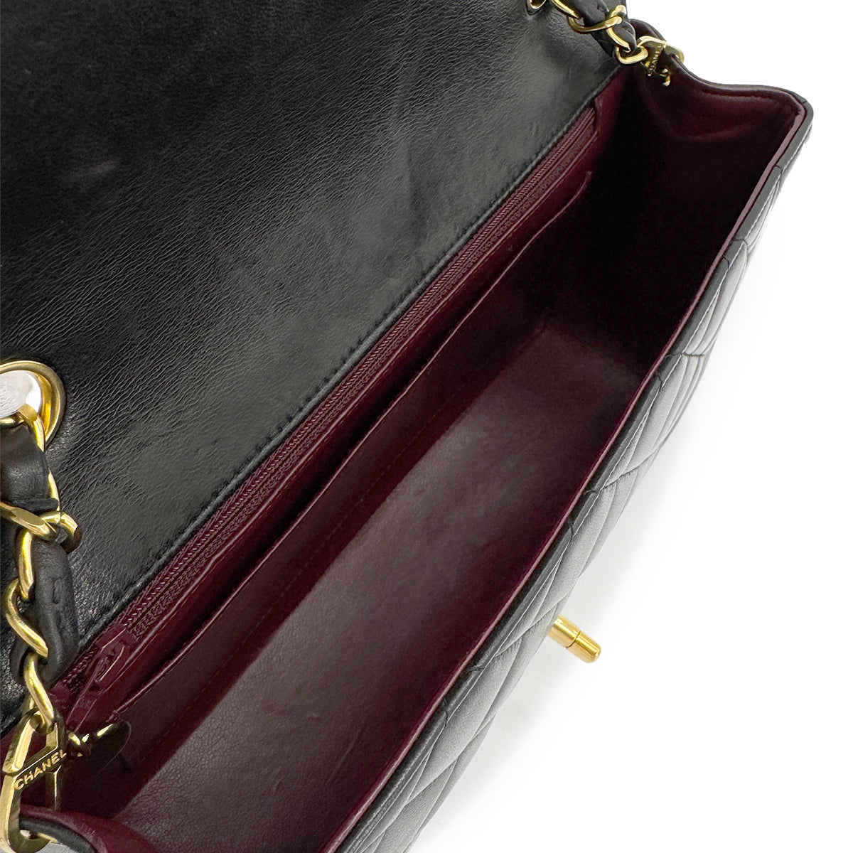 CHANEL VINTAGE DIANA MEDIUM CHAIN SHOULDER BAG BLACK LAMB SKIN 90266718