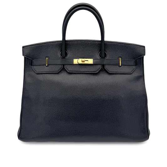 HERMES BIRKIN 40 BLACK TOGO HAND BAG □B GHW 90266722