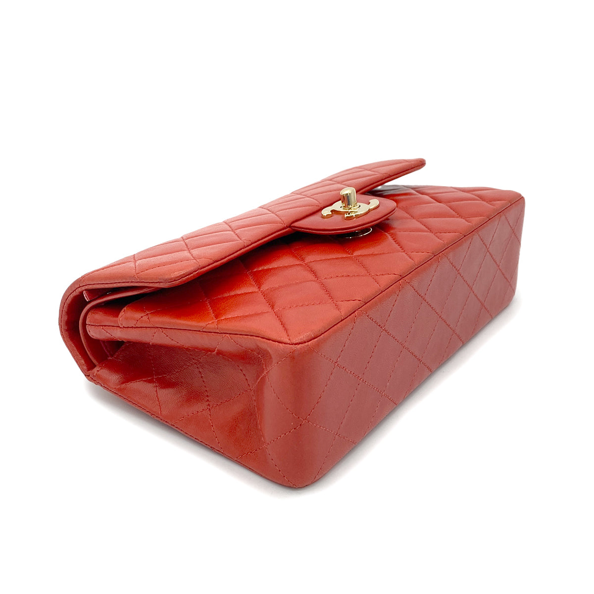 CHANEL VINTAGE CLASSIC FLAP SMALL CHAIN SHOULDER BAG RED LAMB SKIN 90266723