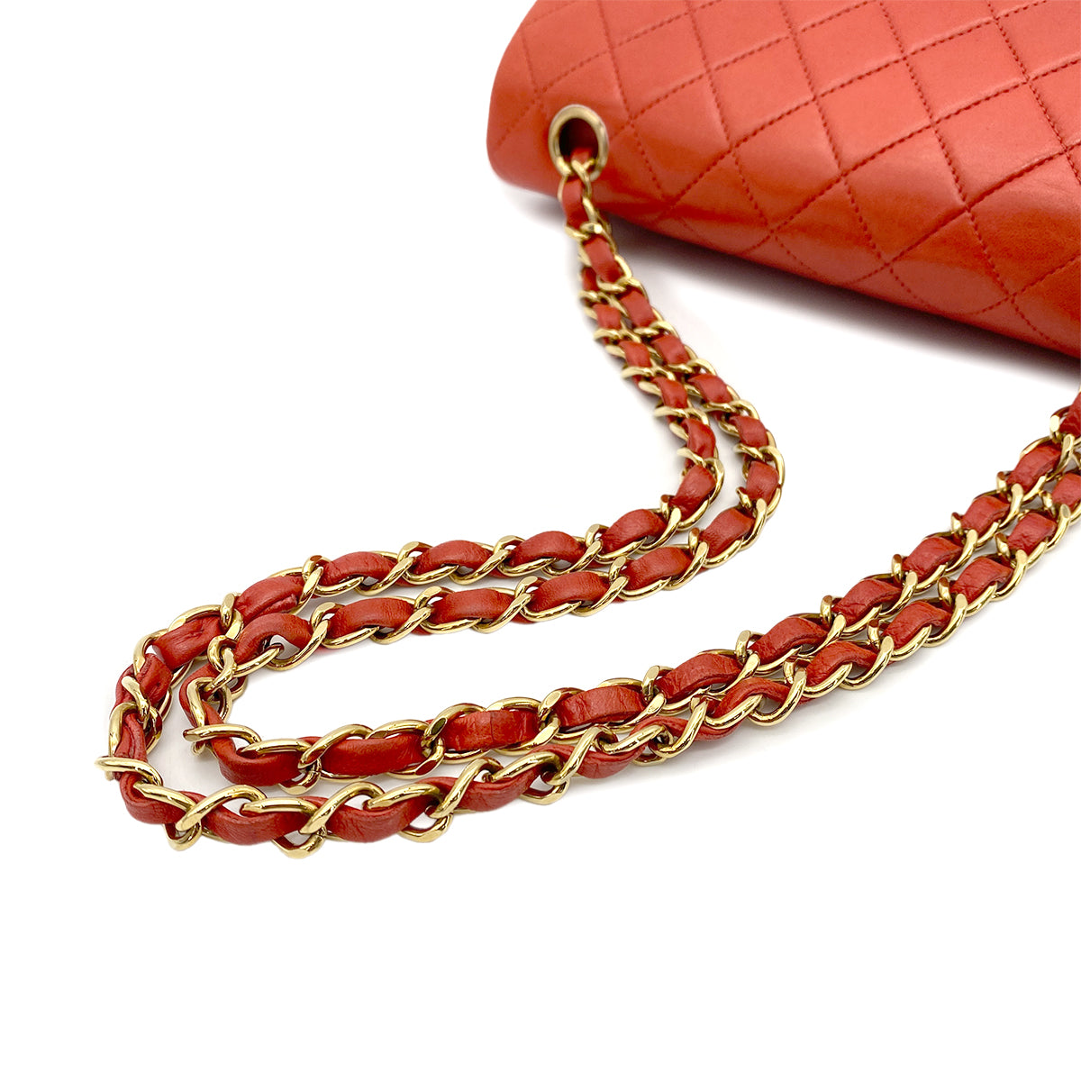 CHANEL VINTAGE CLASSIC FLAP SMALL CHAIN SHOULDER BAG RED LAMB SKIN 90266723