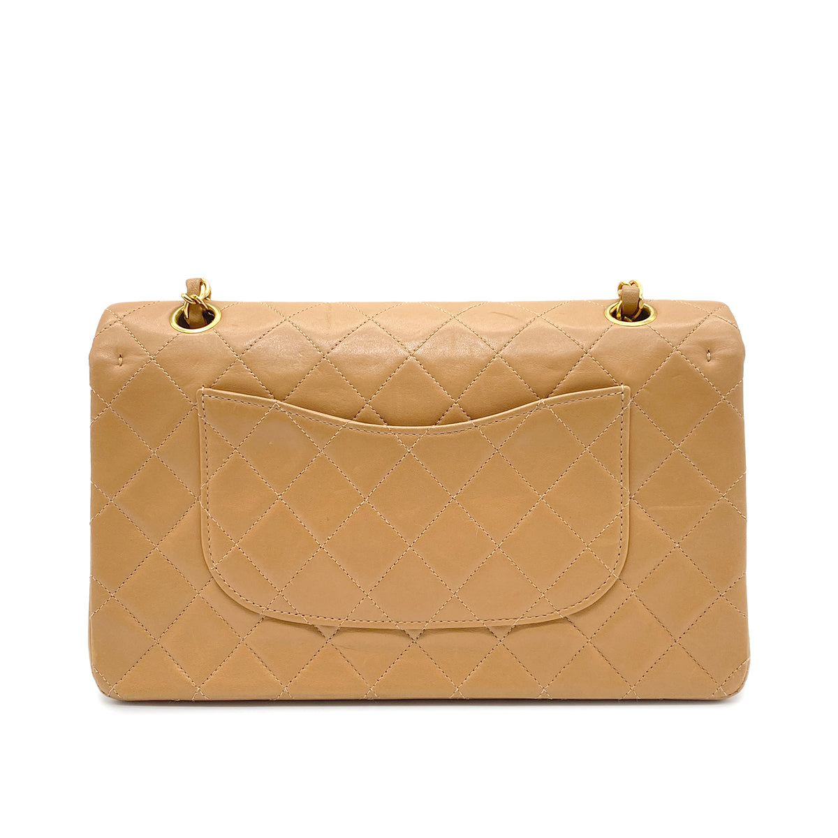 CHANEL VINTAGE CLASSIC FLAP MEDIUM CHAIN SHOULDER BAG CAMEL LAMB SKIN 90266726