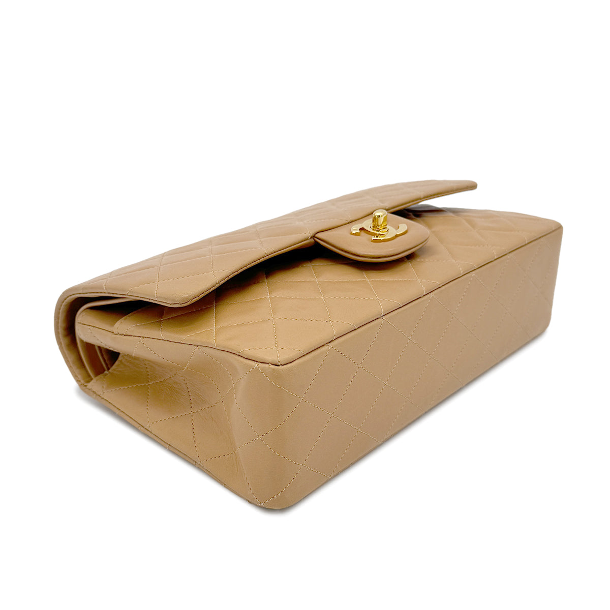 CHANEL VINTAGE CLASSIC FLAP MEDIUM CHAIN SHOULDER BAG CAMEL LAMB SKIN 90266726