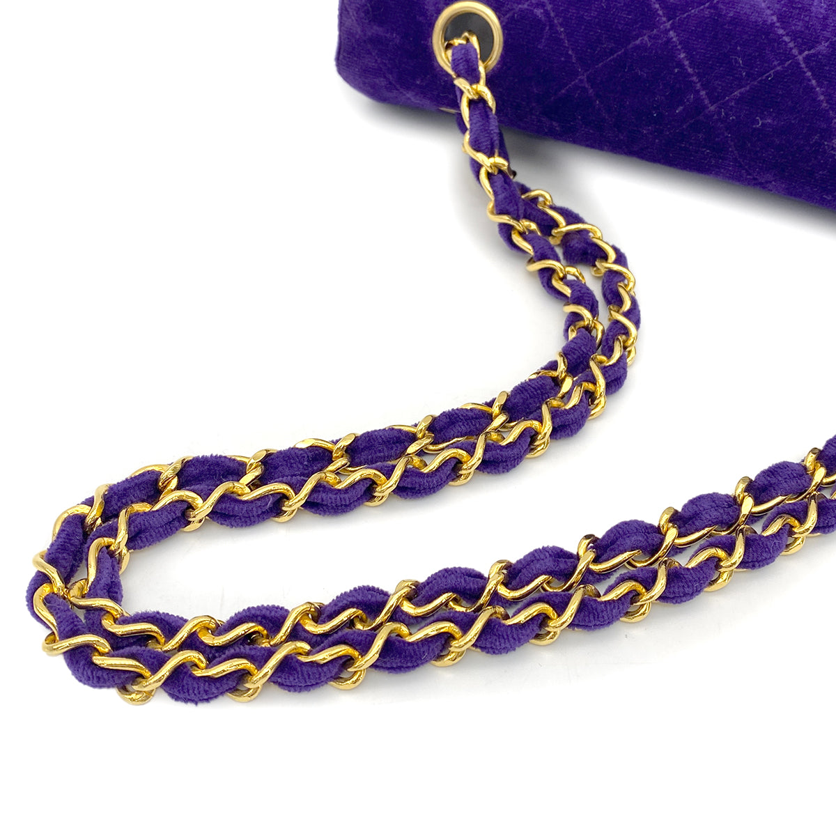 CHANEL VINTAGE MATELASSE CHAIN SHOULDER BAG PURPLE VELOR 90266727
