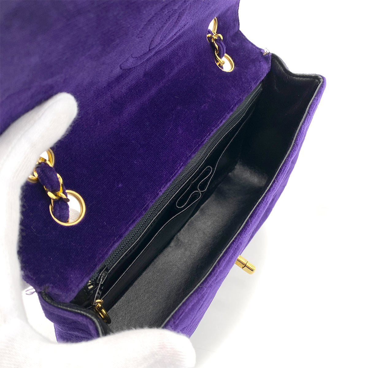 CHANEL VINTAGE MATELASSE CHAIN SHOULDER BAG PURPLE VELOR 90266727