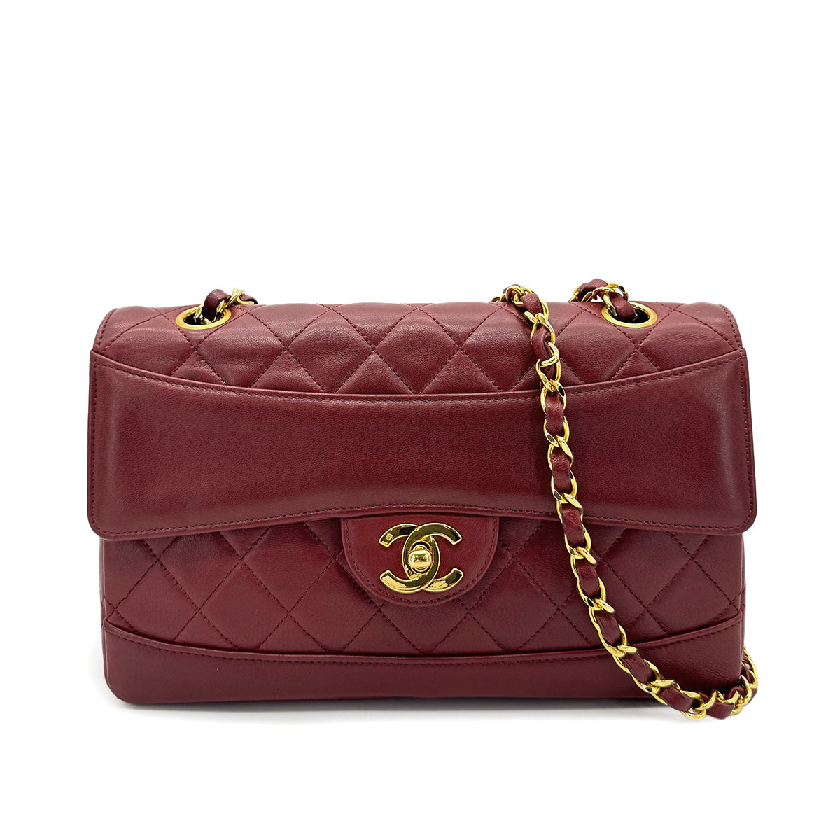 CHANEL VINTAGE MATELASSE CHAIN SHOULDER BAG BORDEAUX LAMB SKIN 90266728