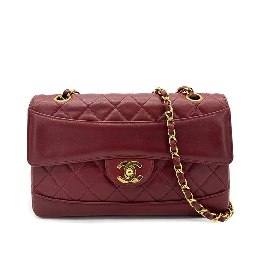 CHANEL VINTAGE MATELASSE CHAIN SHOULDER BAG BORDEAUX LAMB SKIN 90266728