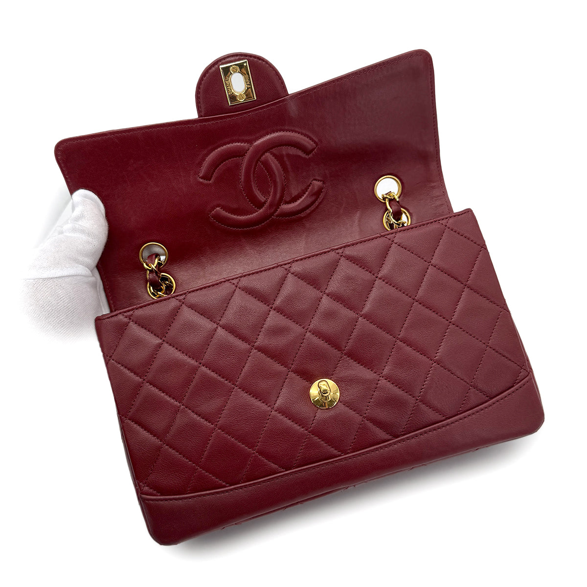 CHANEL VINTAGE MATELASSE CHAIN SHOULDER BAG BORDEAUX LAMB SKIN 90266728