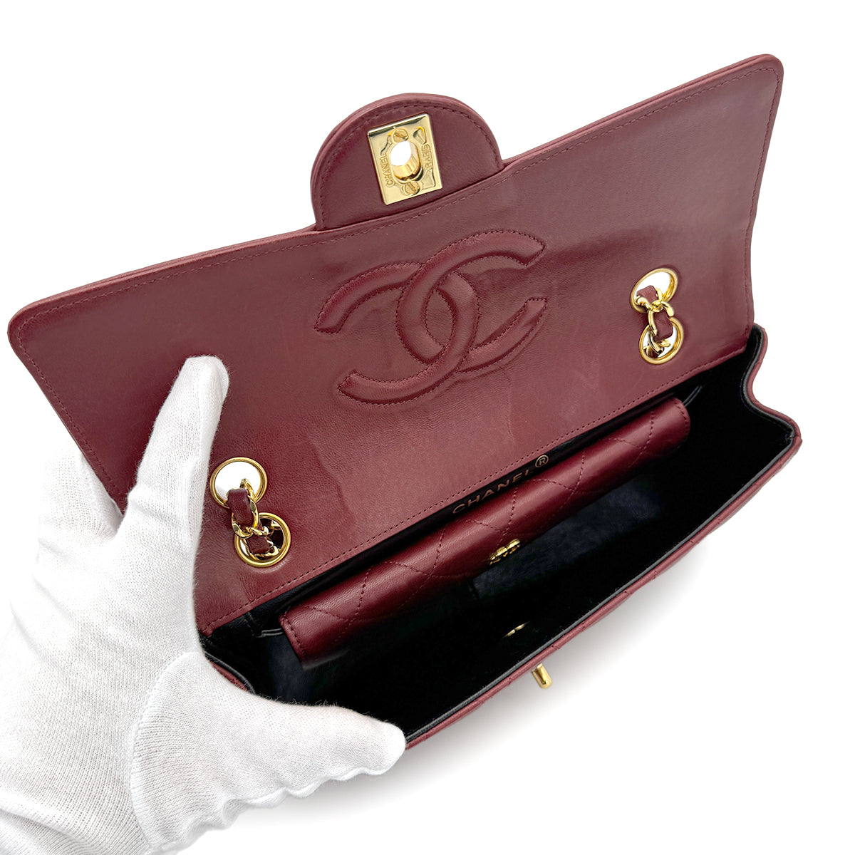 CHANEL VINTAGE MATELASSE CHAIN SHOULDER BAG BORDEAUX LAMB SKIN 90266728