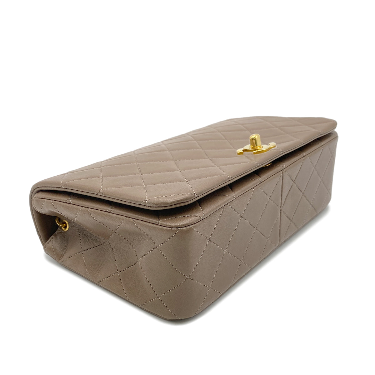 CHANEL VINTAGE FULL FLAP CHAIN SHOULDER BAG BROWN LAMB SKIN 90266730