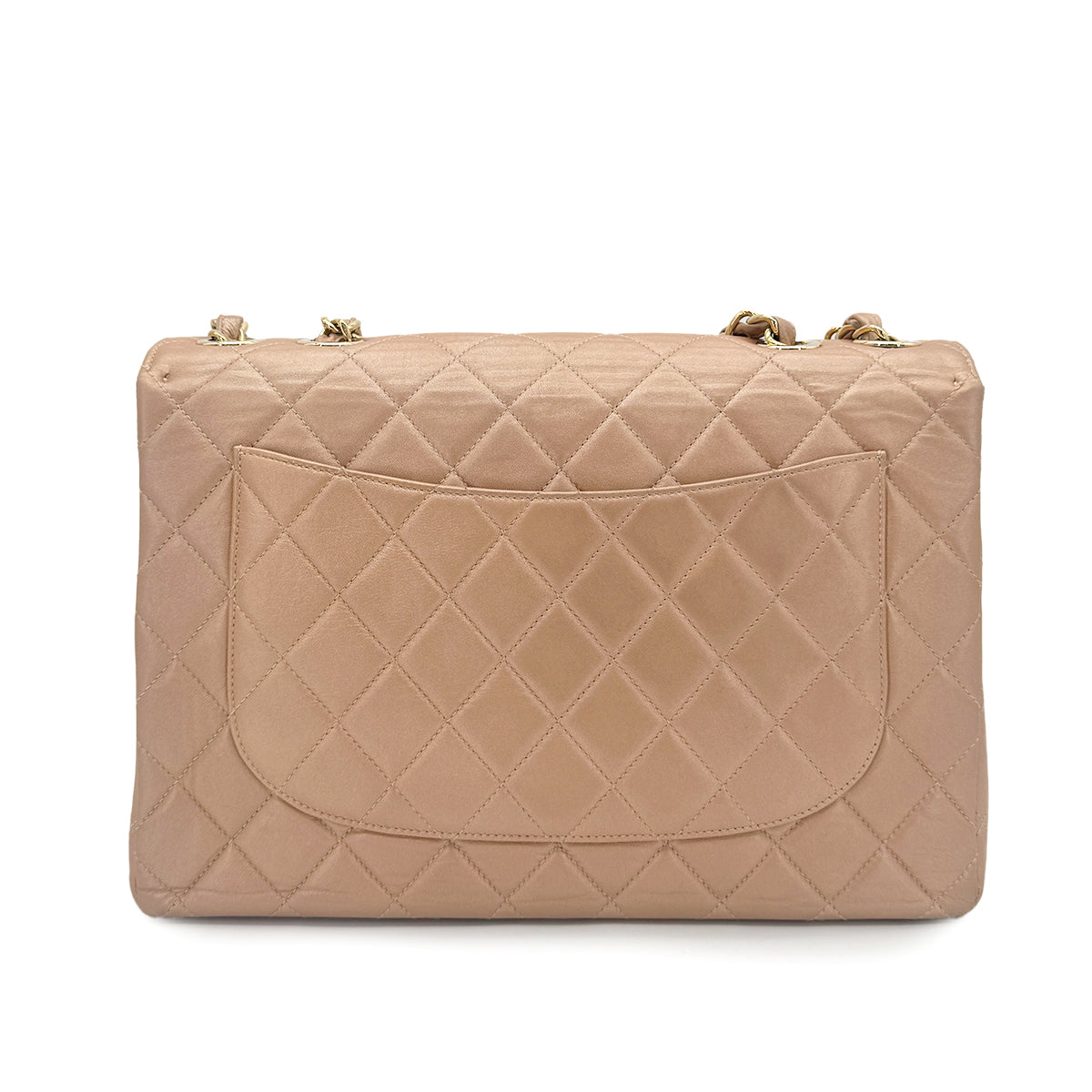 CHANEL VINTAGE JUMBO MATELASSE 30 CHAIN SHOULDER BAG METALLIC PINK LAMB SKIN 90266731