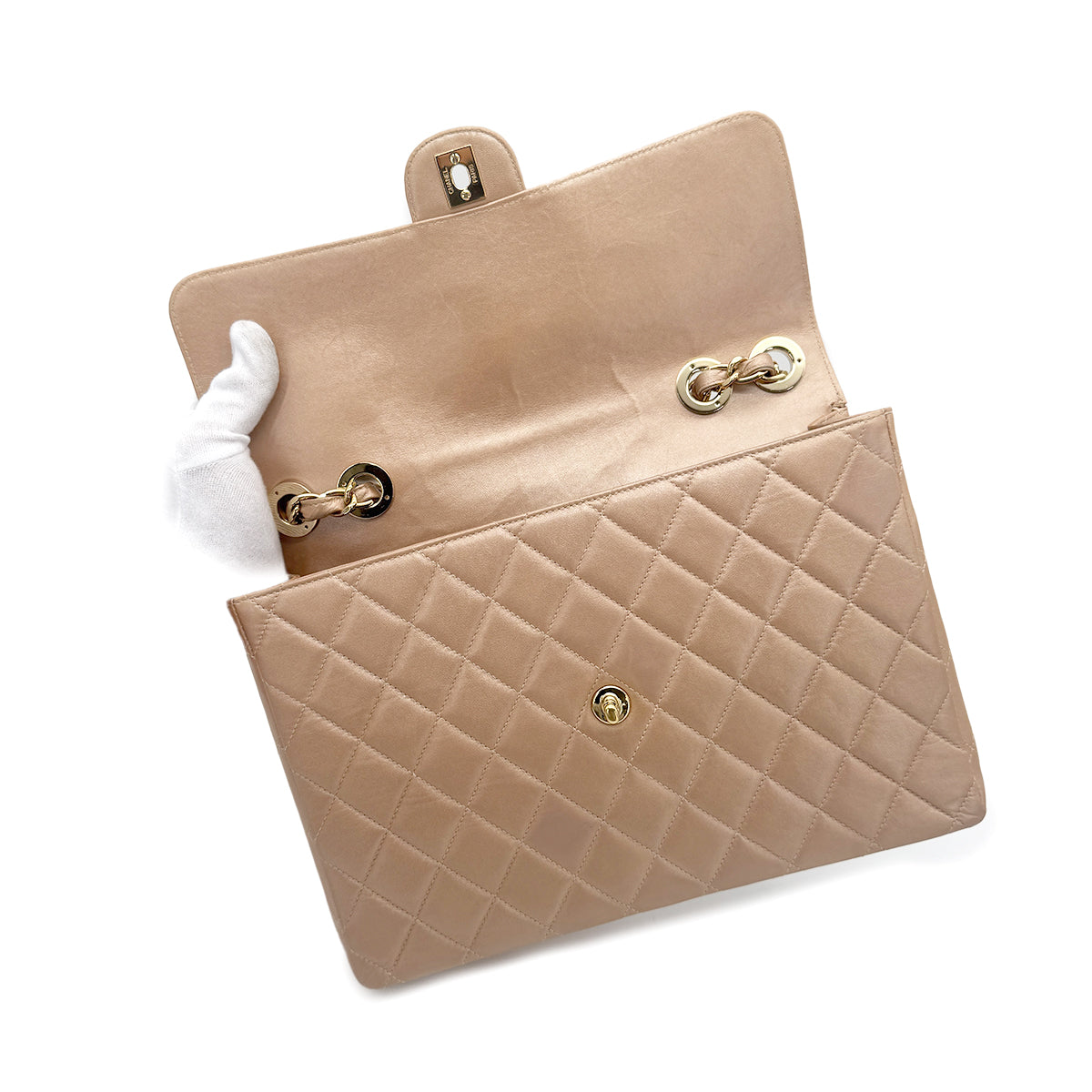 CHANEL VINTAGE JUMBO MATELASSE 30 CHAIN SHOULDER BAG METALLIC PINK LAMB SKIN 90266731