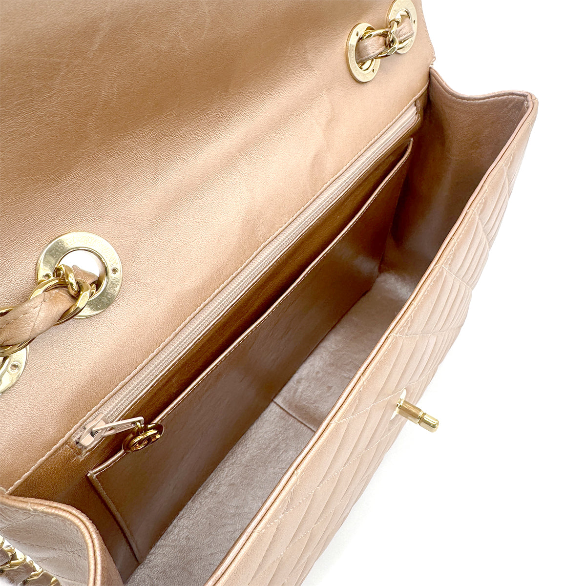 CHANEL VINTAGE JUMBO MATELASSE 30 CHAIN SHOULDER BAG METALLIC PINK LAMB SKIN 90266731