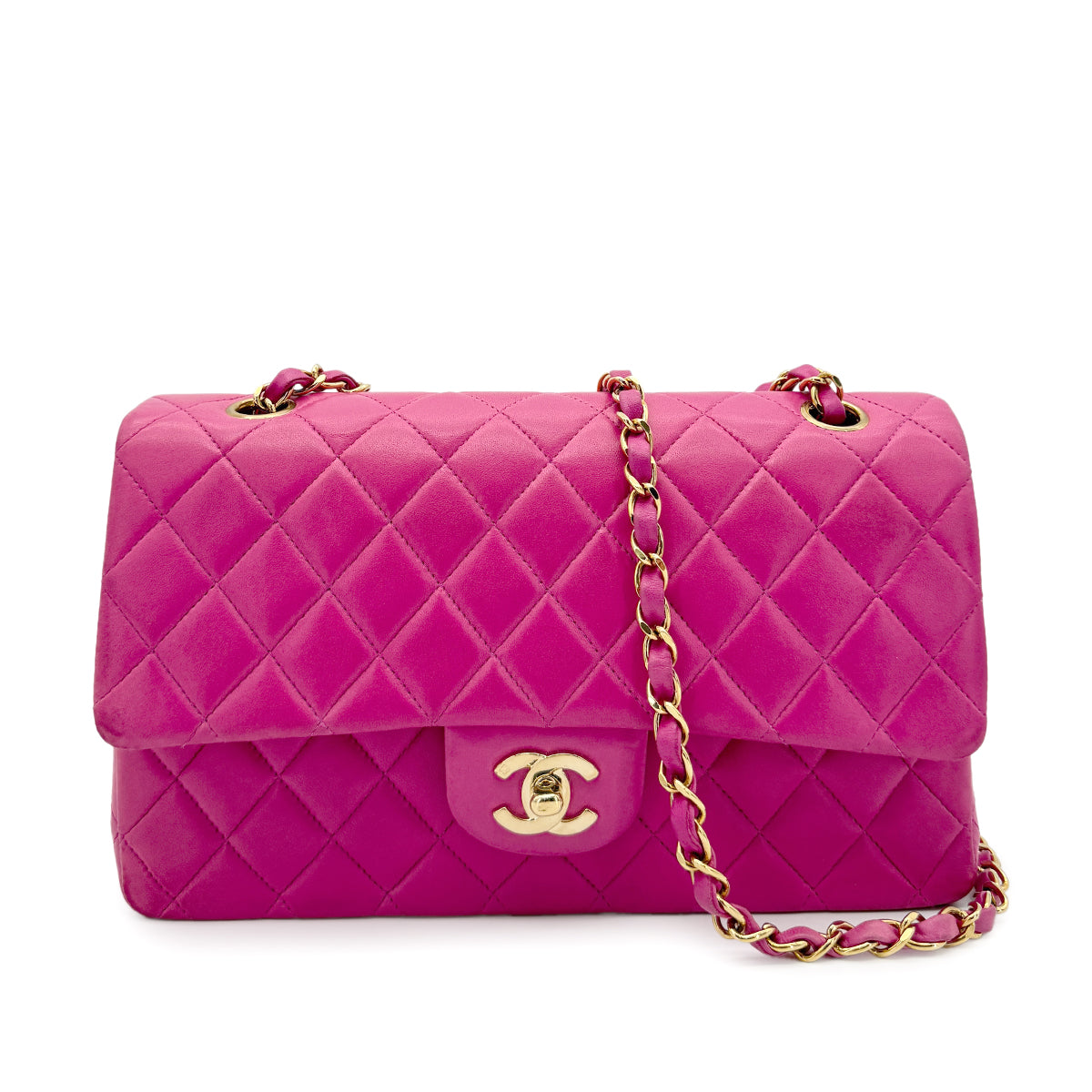 CHANEL VINTAGE CLASSIC FLAP MEDIUM CHAIN SHOULDER BAG PINK LAMB SKIN 90266734