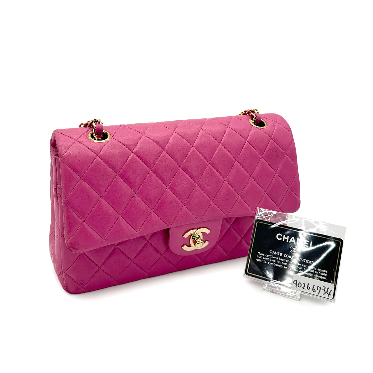 CHANEL VINTAGE CLASSIC FLAP MEDIUM CHAIN SHOULDER BAG PINK LAMB SKIN 90266734