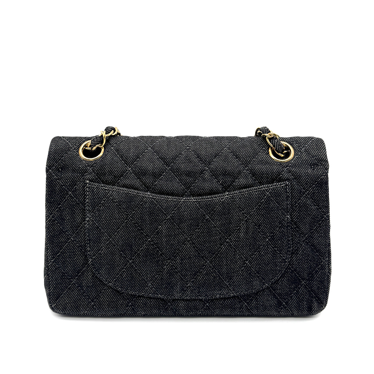 CHANEL VINTAGE CLASSIC FLAP SMALL CHAIN SHOULDER BAG BLACK DENIM 90266735