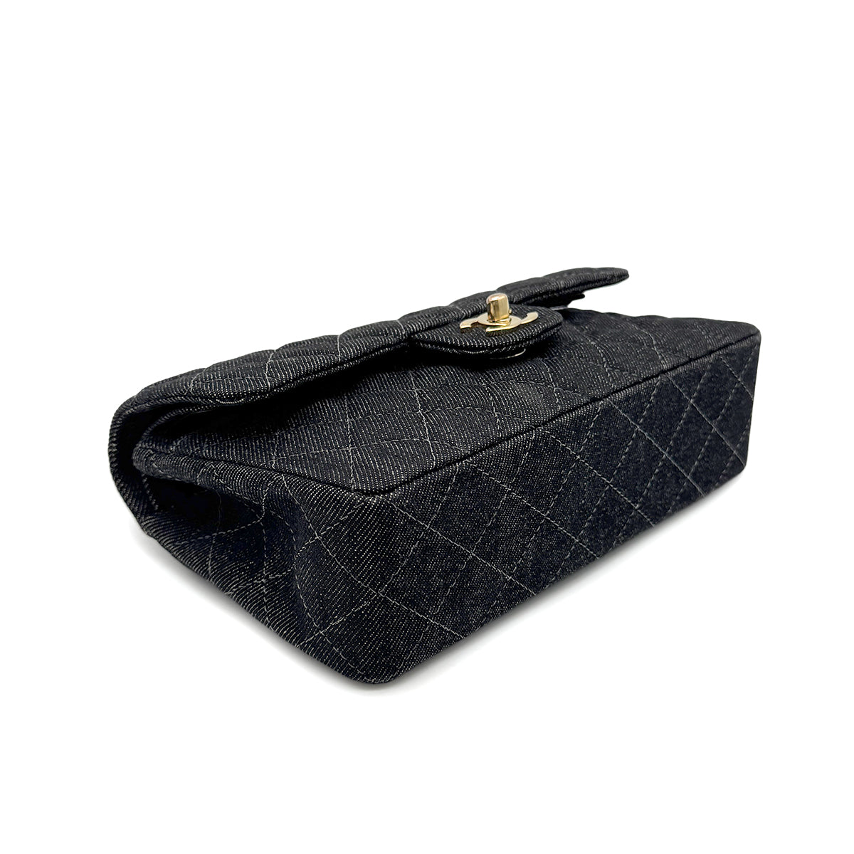 CHANEL VINTAGE CLASSIC FLAP SMALL CHAIN SHOULDER BAG BLACK DENIM 90266735