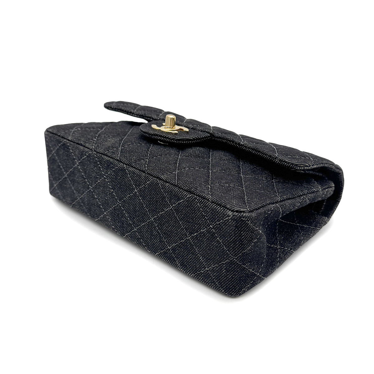 CHANEL VINTAGE CLASSIC FLAP SMALL CHAIN SHOULDER BAG BLACK DENIM 90266735