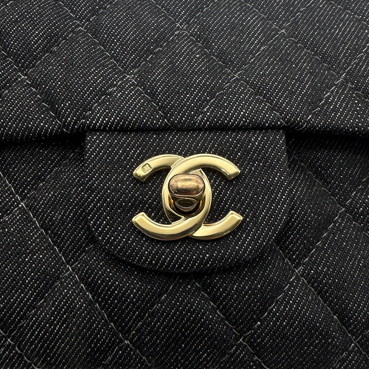 CHANEL VINTAGE CLASSIC FLAP SMALL CHAIN SHOULDER BAG BLACK DENIM 90266735