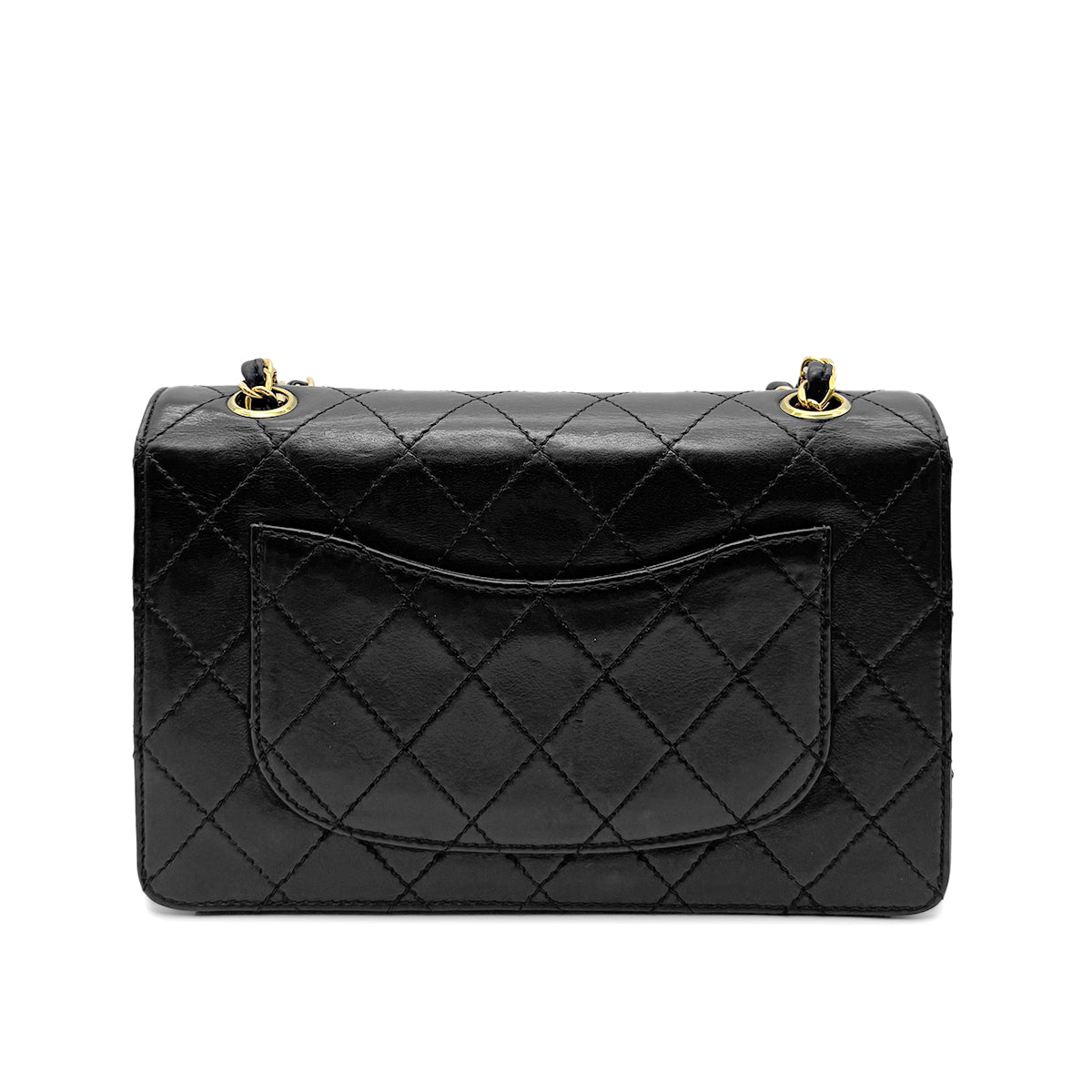 CHANEL VINTAGE CHAIN SHOULDER BAG BLACK LAMB SKIN 90266741