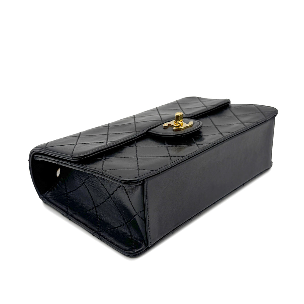 CHANEL VINTAGE CHAIN SHOULDER BAG BLACK LAMB SKIN 90266741