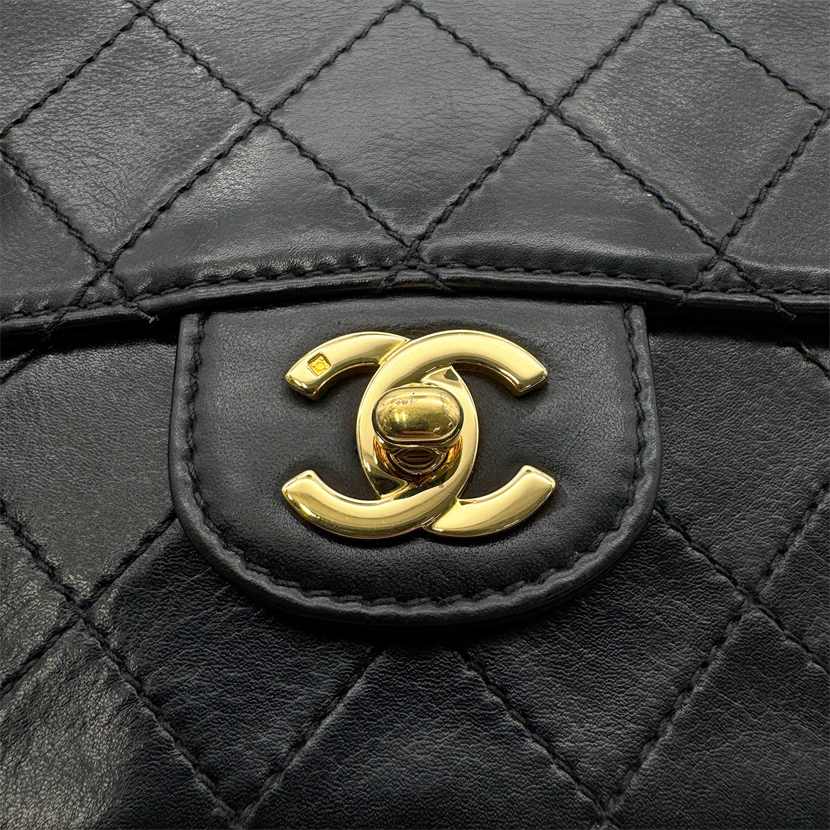 CHANEL VINTAGE CHAIN SHOULDER BAG BLACK LAMB SKIN 90266741