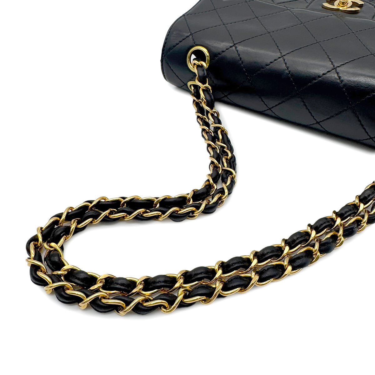CHANEL VINTAGE CHAIN SHOULDER BAG BLACK LAMB SKIN 90266741