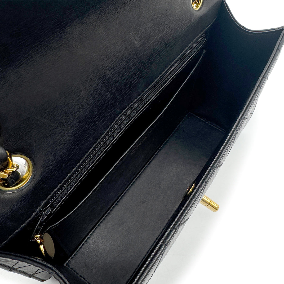 CHANEL VINTAGE CHAIN SHOULDER BAG BLACK LAMB SKIN 90266741