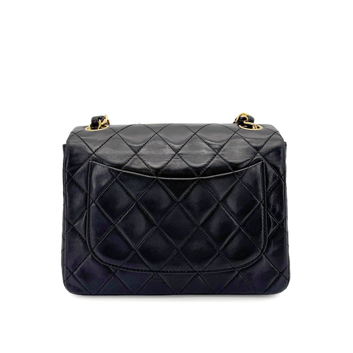 CHANEL VINTAGE MINI SQUARE 17 CHAIN SHOULDER BAG BLACK LAMB SKIN 90266742