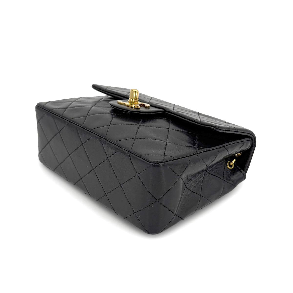 CHANEL VINTAGE MINI SQUARE 17 CHAIN SHOULDER BAG BLACK LAMB SKIN 90266742