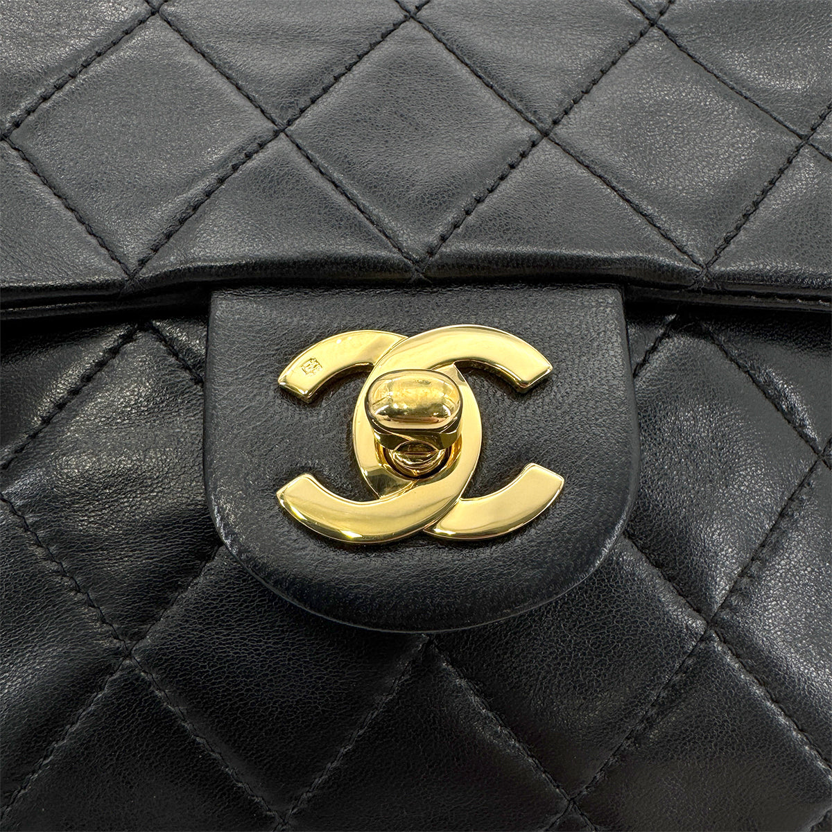 CHANEL VINTAGE MINI SQUARE 17 CHAIN SHOULDER BAG BLACK LAMB SKIN 90266742