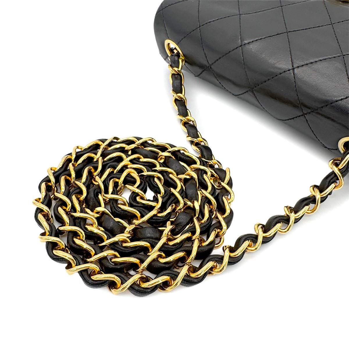 CHANEL VINTAGE MINI SQUARE 17 CHAIN SHOULDER BAG BLACK LAMB SKIN 90266742