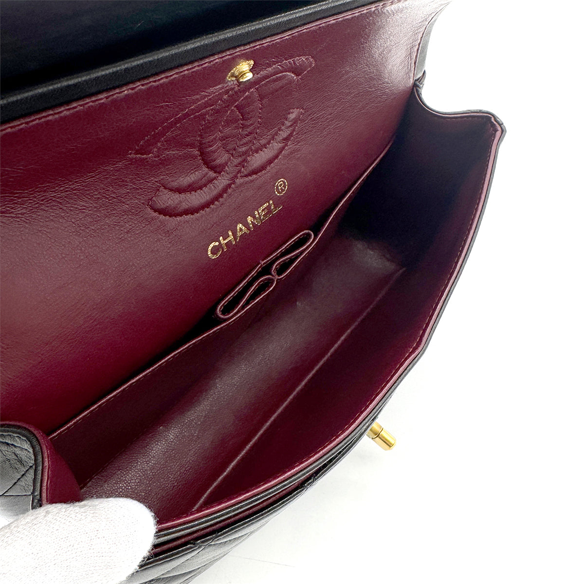 CHANEL VINTAGE CLASSIC FLAP SMALL CHAIN SHOULDER BAG BLACK LAMB SKIN 90266744