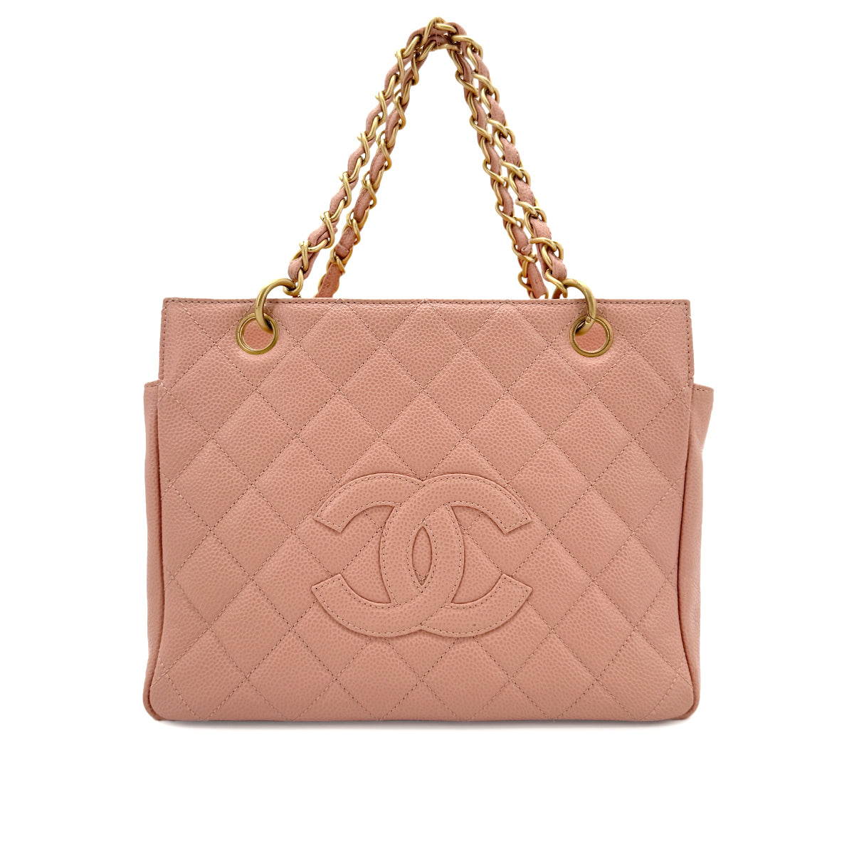 CHANEL VINTAGE MATELASSE CHAIN TOTE BAG PINK CAVIAR SKIN 90267376