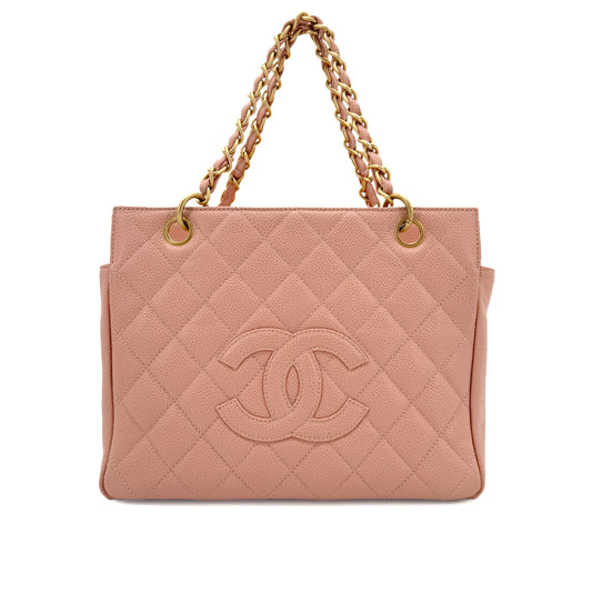 CHANEL VINTAGE MATELASSE CHAIN TOTE BAG PINK CAVIAR SKIN 90267376