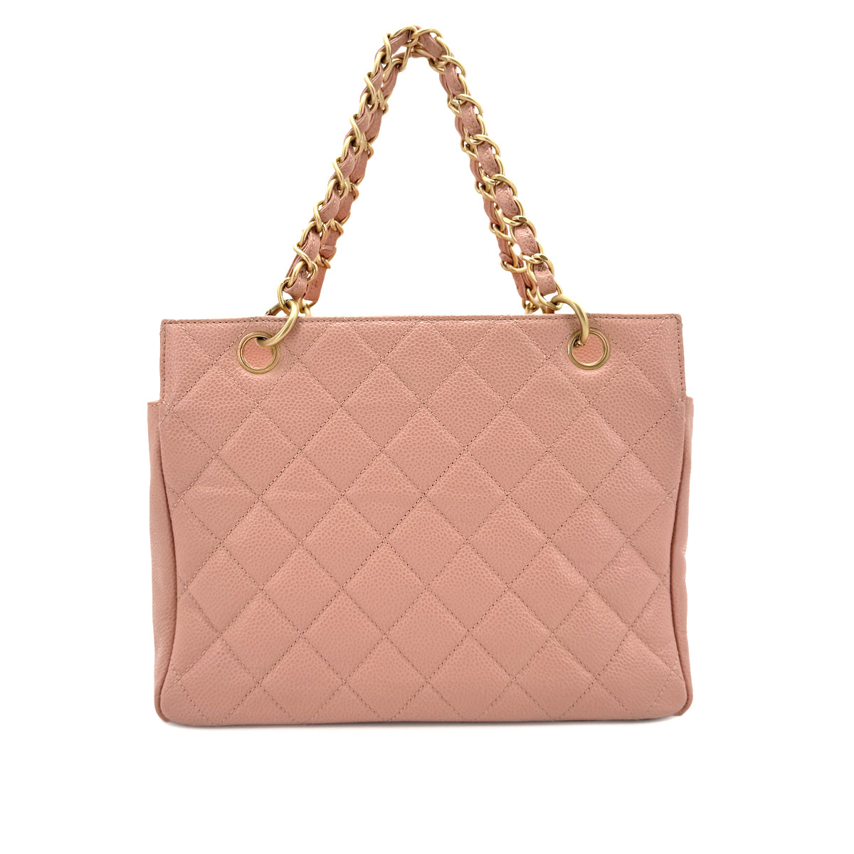 CHANEL VINTAGE MATELASSE CHAIN TOTE BAG PINK CAVIAR SKIN 90267376