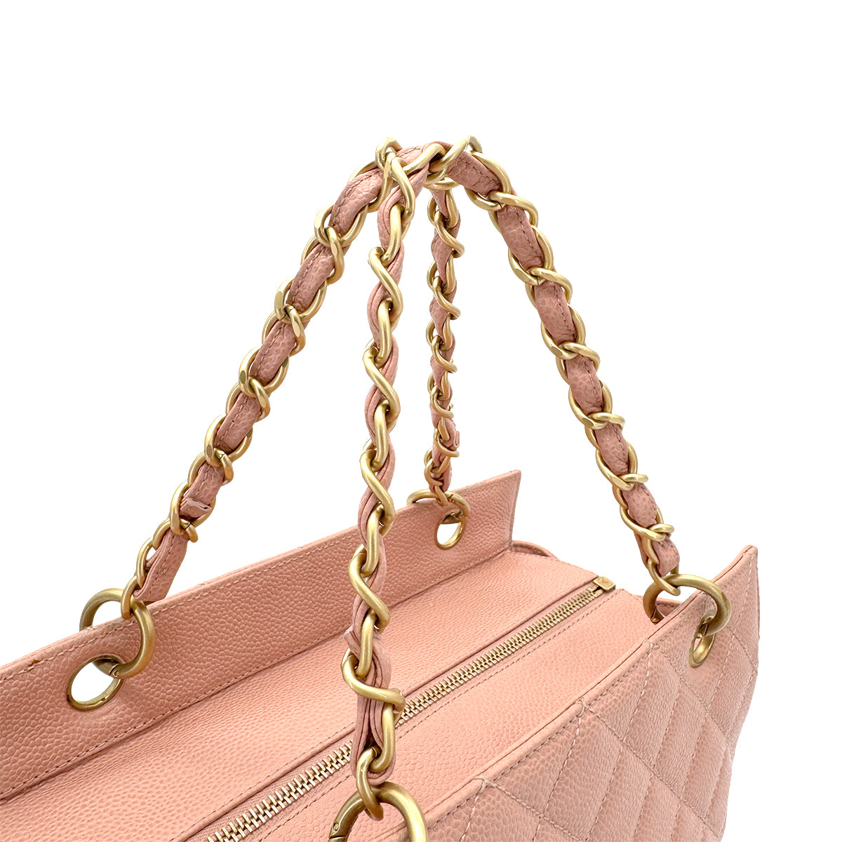 CHANEL VINTAGE MATELASSE CHAIN TOTE BAG PINK CAVIAR SKIN 90267376