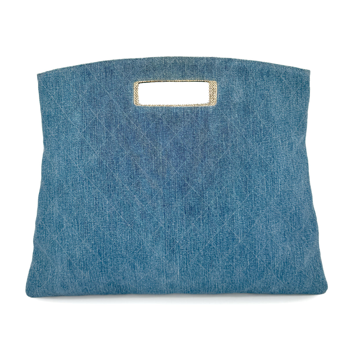 CHANEL VINTAGE MATELASSE HAND BAG BLUE DENIM 90267378