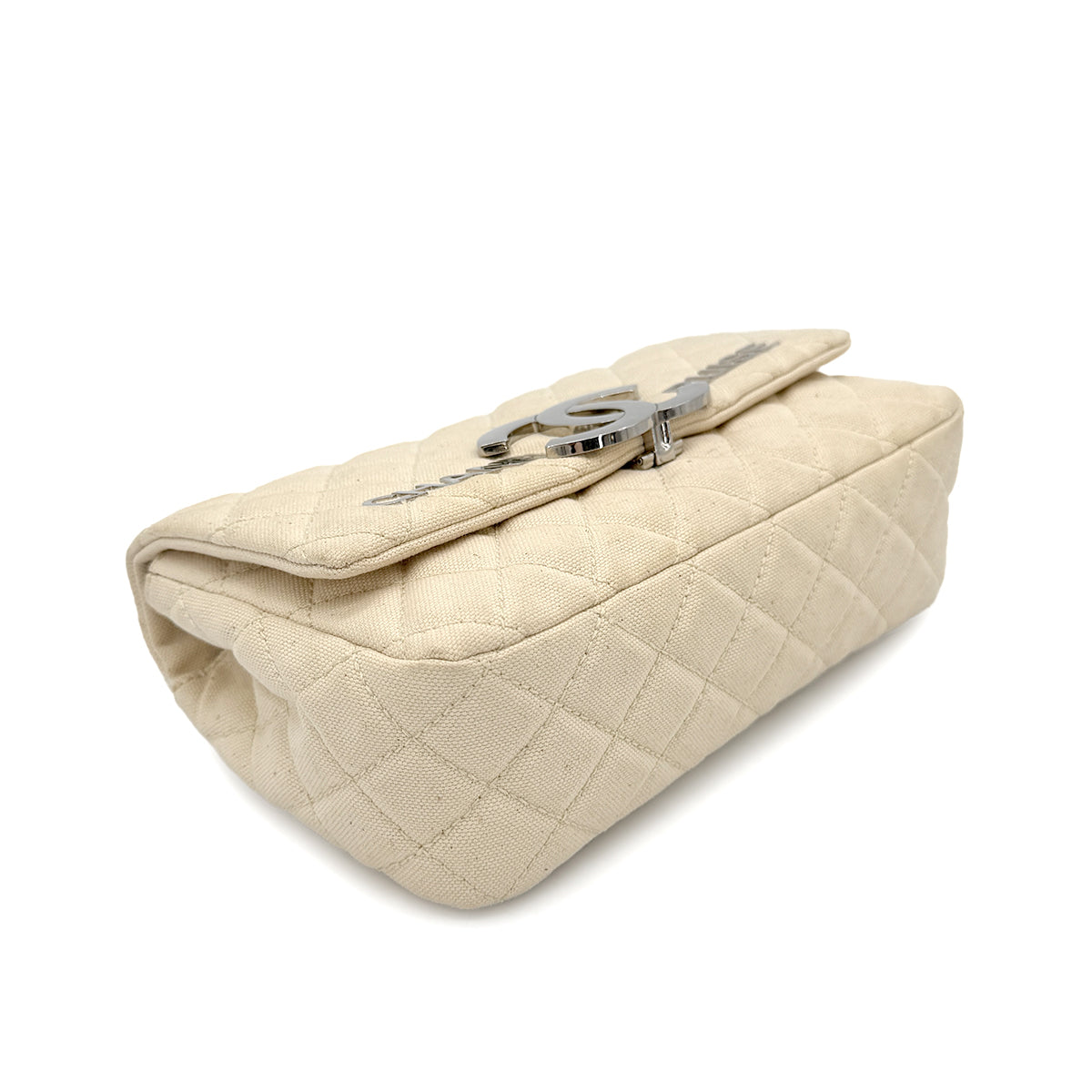 CHANEL VINTAGE CRUISE LINE CHAIN SHOULDER BAG BEIGE CANVAS 90267380