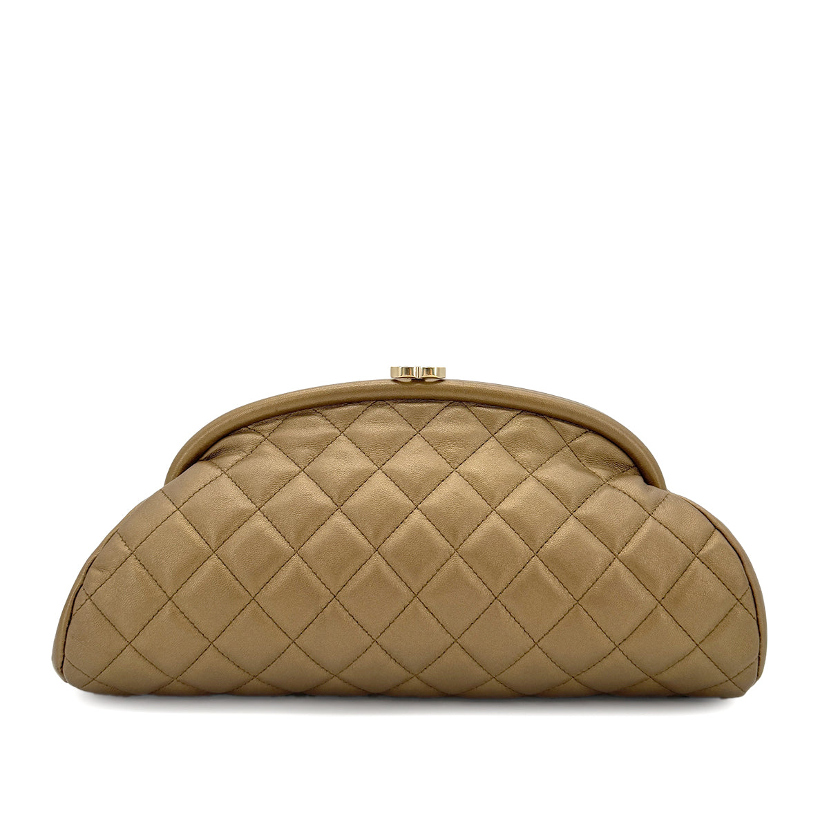 CHANEL VINTAGE MATELASSE CLUTCH BAG GOLD LAMB SKIN 90267384