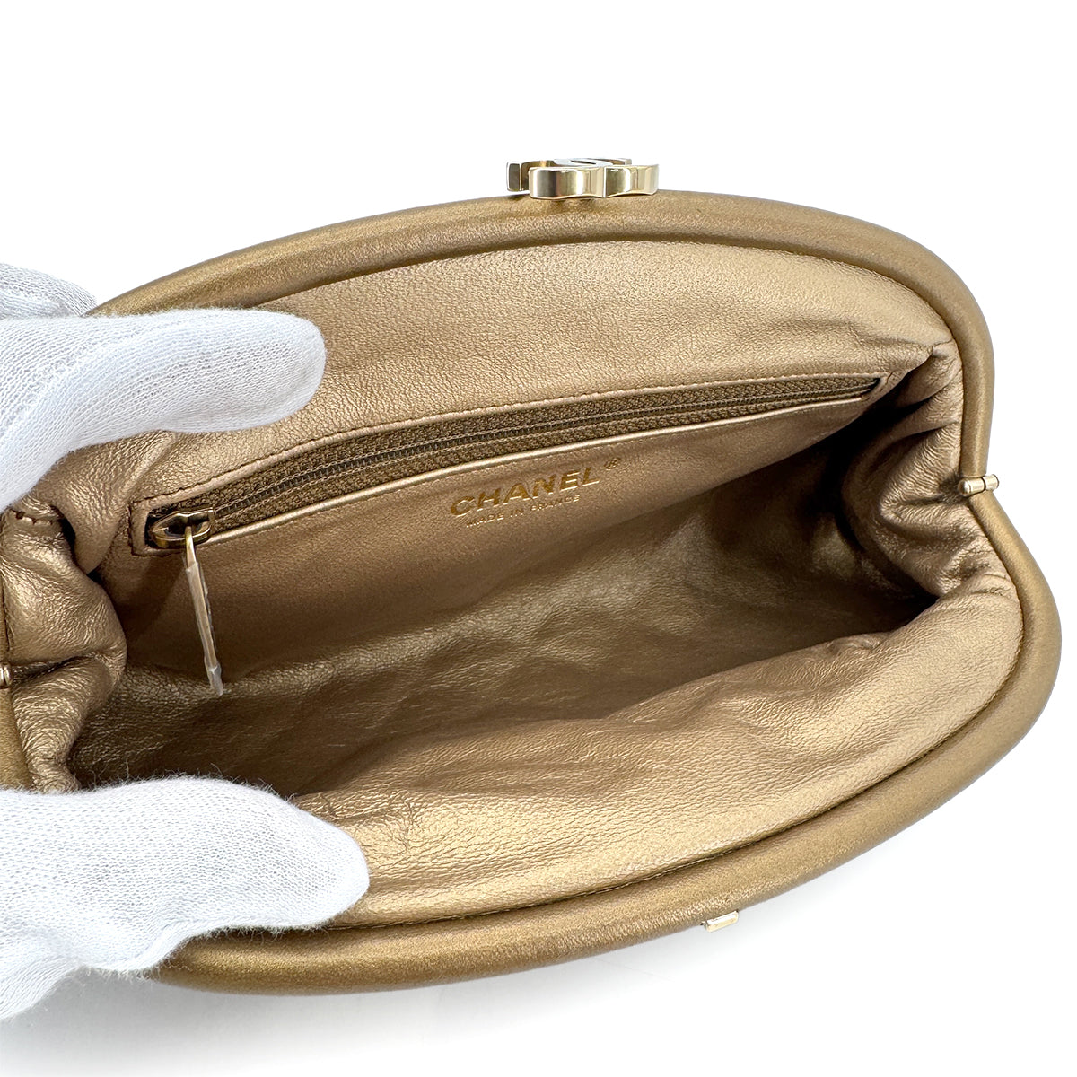 CHANEL VINTAGE MATELASSE CLUTCH BAG GOLD LAMB SKIN 90267384
