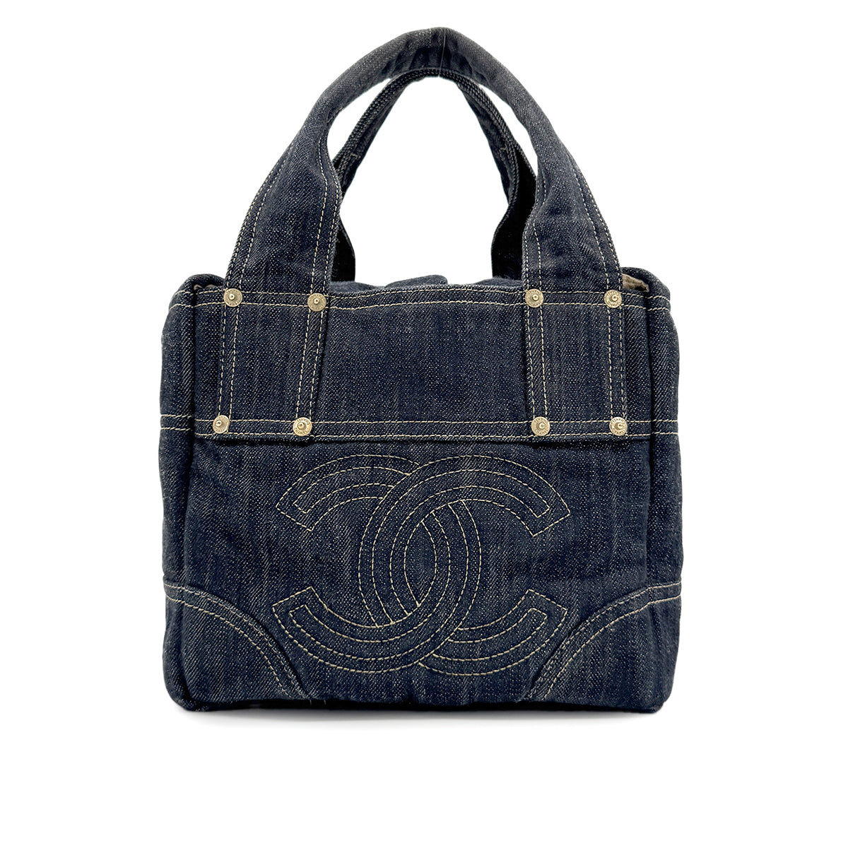 CHANEL VINTAGE BIG COCO TOTE BAG BLUE DENIM 90267387