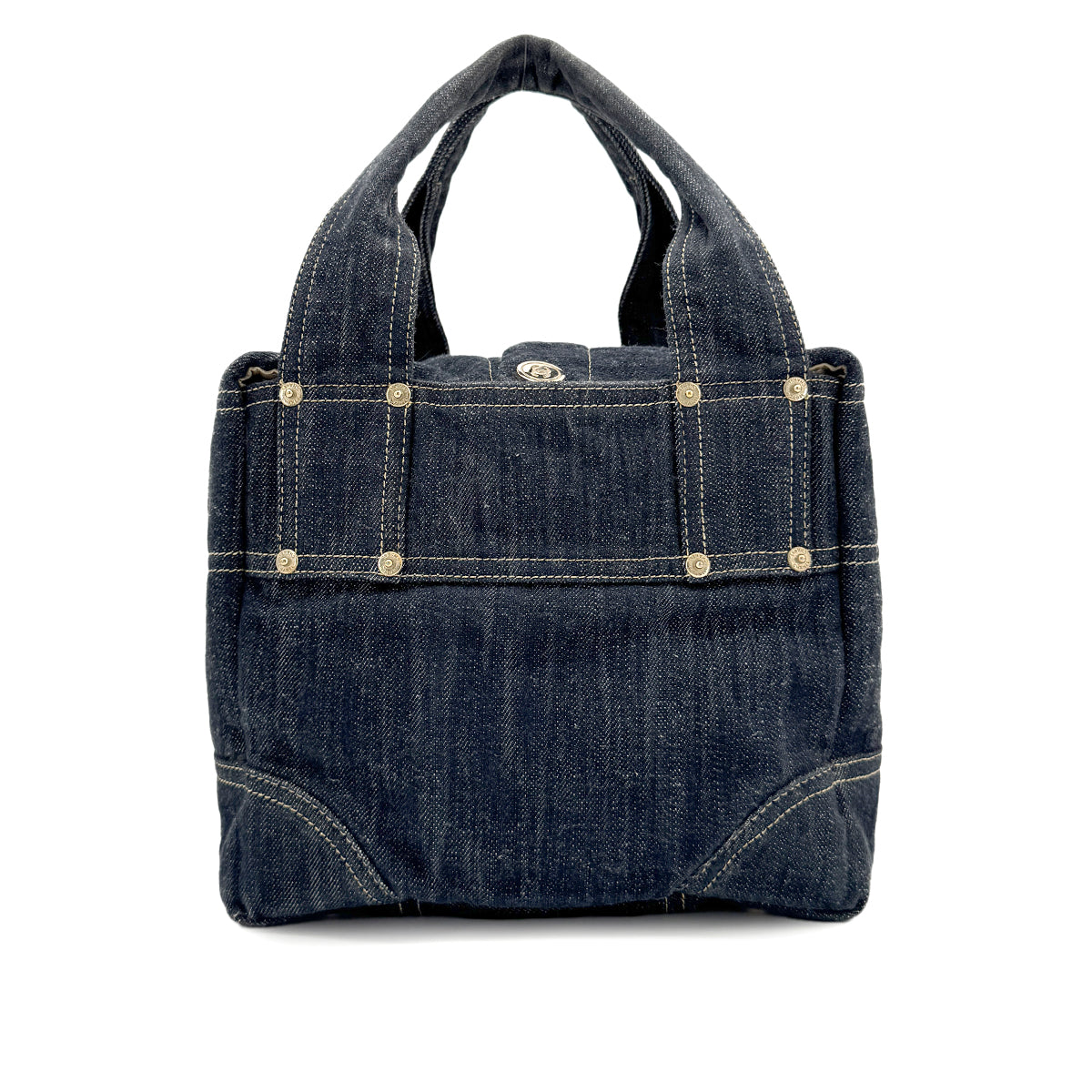CHANEL VINTAGE BIG COCO TOTE BAG BLUE DENIM 90267387