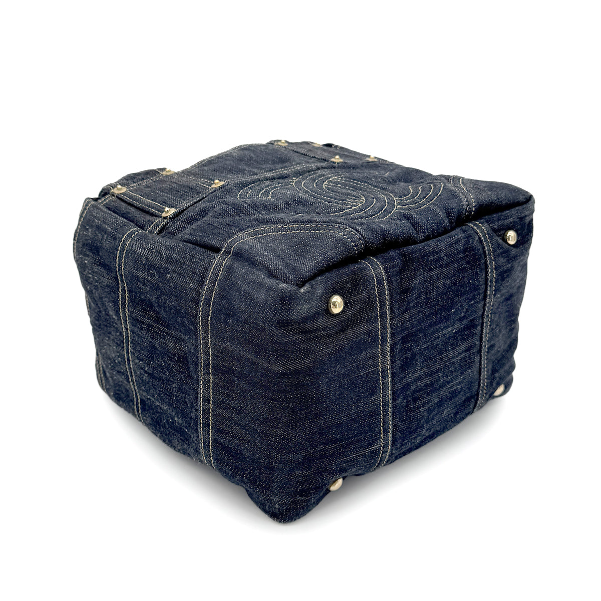 CHANEL VINTAGE BIG COCO TOTE BAG BLUE DENIM 90267387