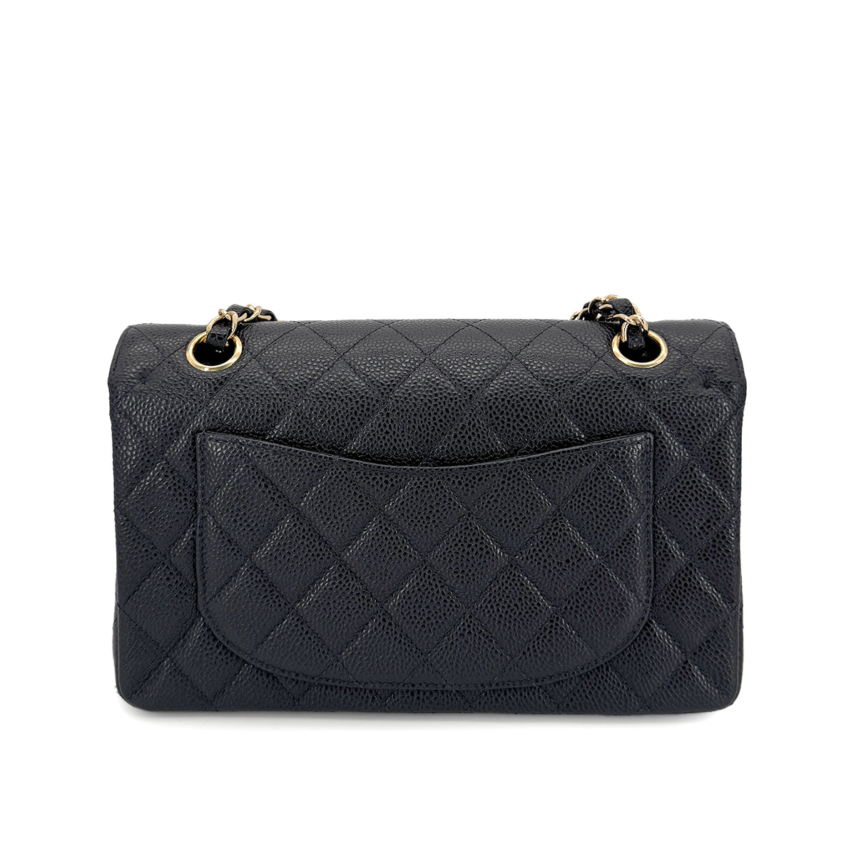 CHANEL VINTAGE CLASSIC FLAP SMALL CHAIN SHOULDER BAG BLACK CAVIAR SKIN 90267391