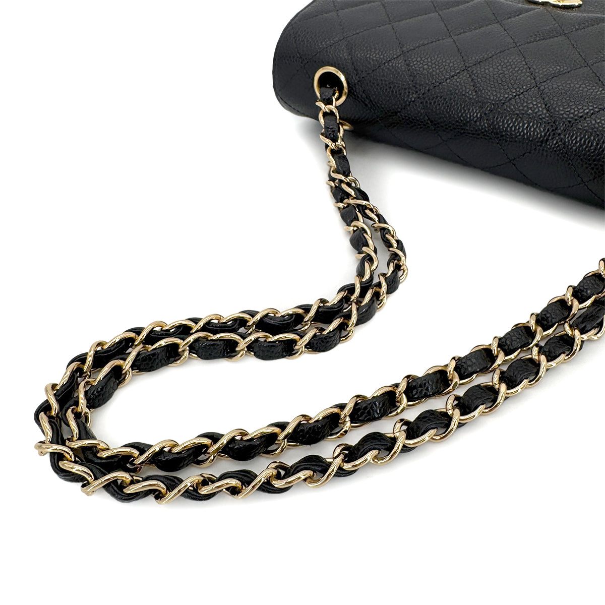 CHANEL VINTAGE CLASSIC FLAP SMALL CHAIN SHOULDER BAG BLACK CAVIAR SKIN 90267391