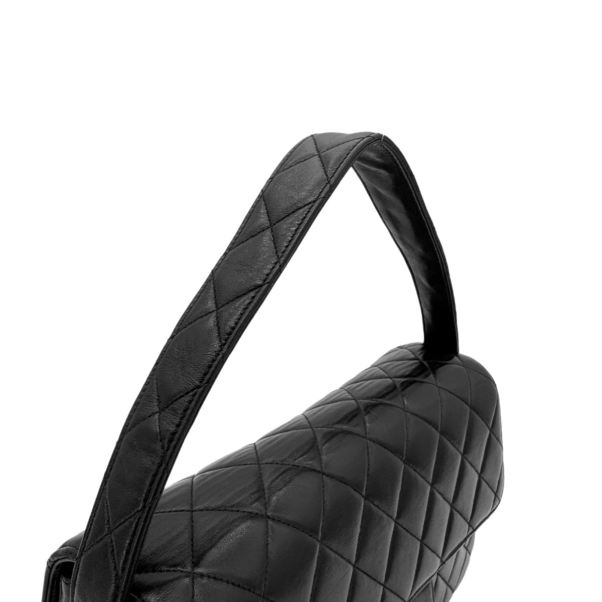 CHANEL VINTAGE DOUBLE FACE SHOULDER BAG BLACK LAMB SKIN 90267394