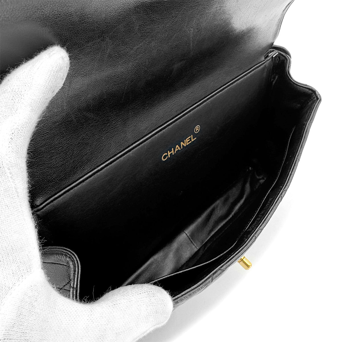 CHANEL VINTAGE DOUBLE FACE SHOULDER BAG BLACK LAMB SKIN 90267394