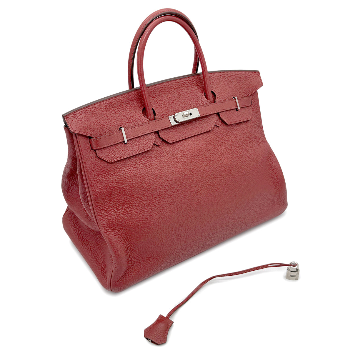 HERMES BIRKIN 40 RED TYPE TAURILLON CLEMENCE HAND BAG □M SHW 90267400